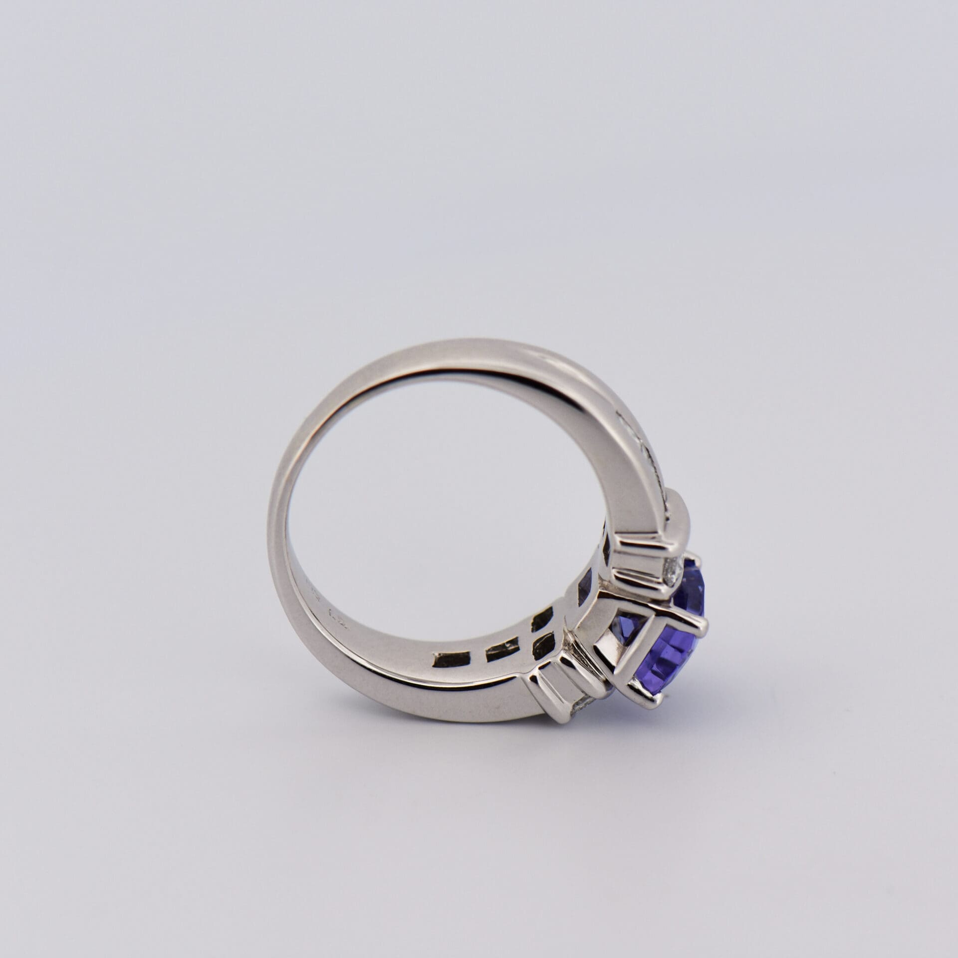 periwinkle color engagement ring with natural tanzanite and diamonds 2