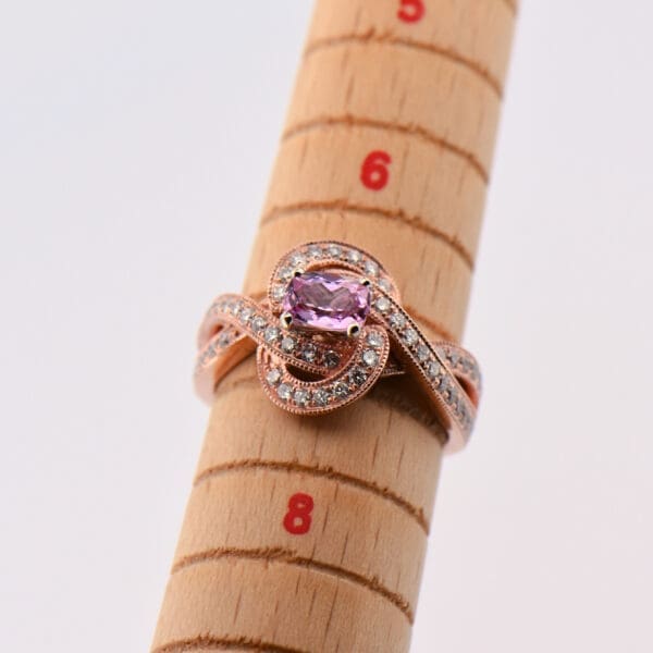 pink imperial topaz and diamond woven rose gold ring 5