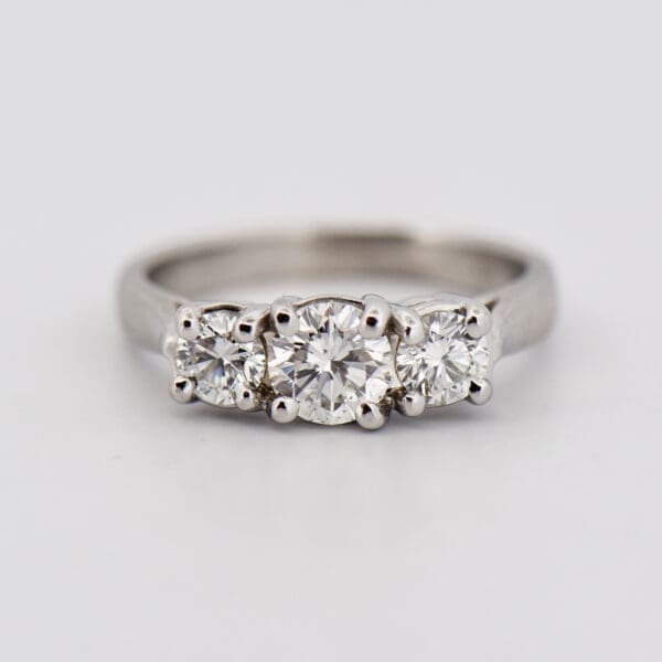 platinum diamond three stone ring 1ctw