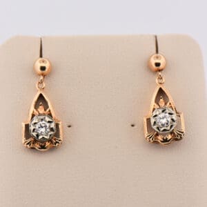 rare art deco yellow gold and diamond earrings