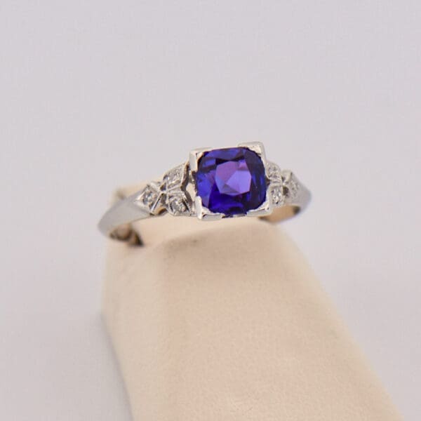 rare neon purple sapphire and platinum engagement ring 3