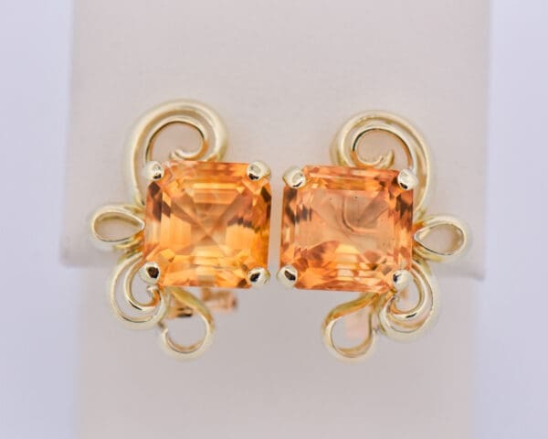 retro chunky yellow gold and citrine ring and earring set 3