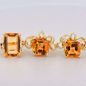 retro chunky yellow gold and citrine ring and earring set