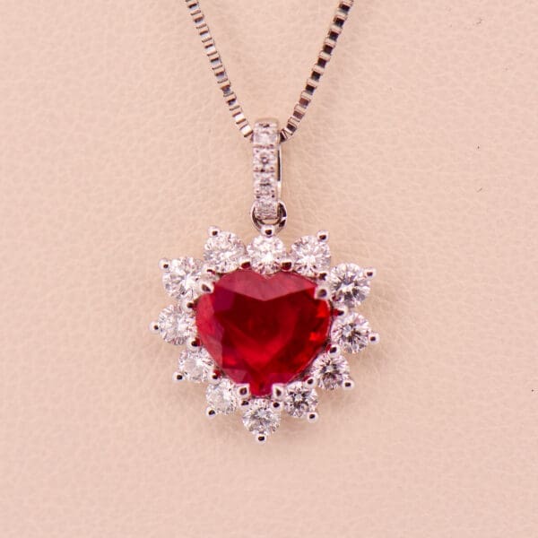 romantic natural heart shaped ruby and diamond necklace 2