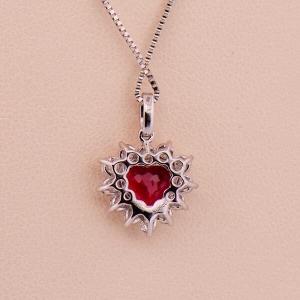 romantic natural heart shaped ruby and diamond necklace 4