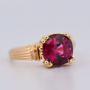stunning raspberry rhodolite garnet yellow gold vintage ring