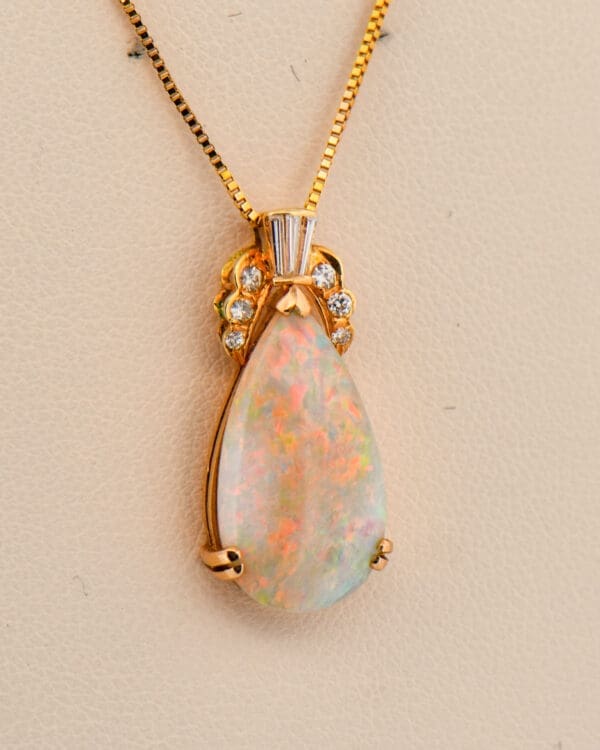 top gem pear shape australian opal and diamond pendant 2