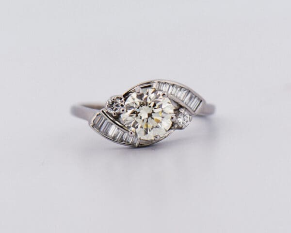 vintage diamond eye shaped ring with bargain 1ct vs diamond center 2