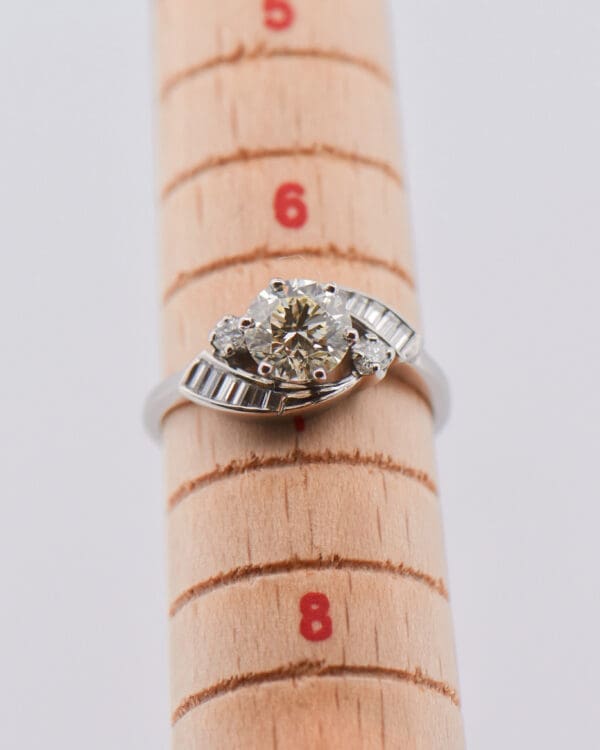 vintage diamond eye shaped ring with bargain 1ct vs diamond center