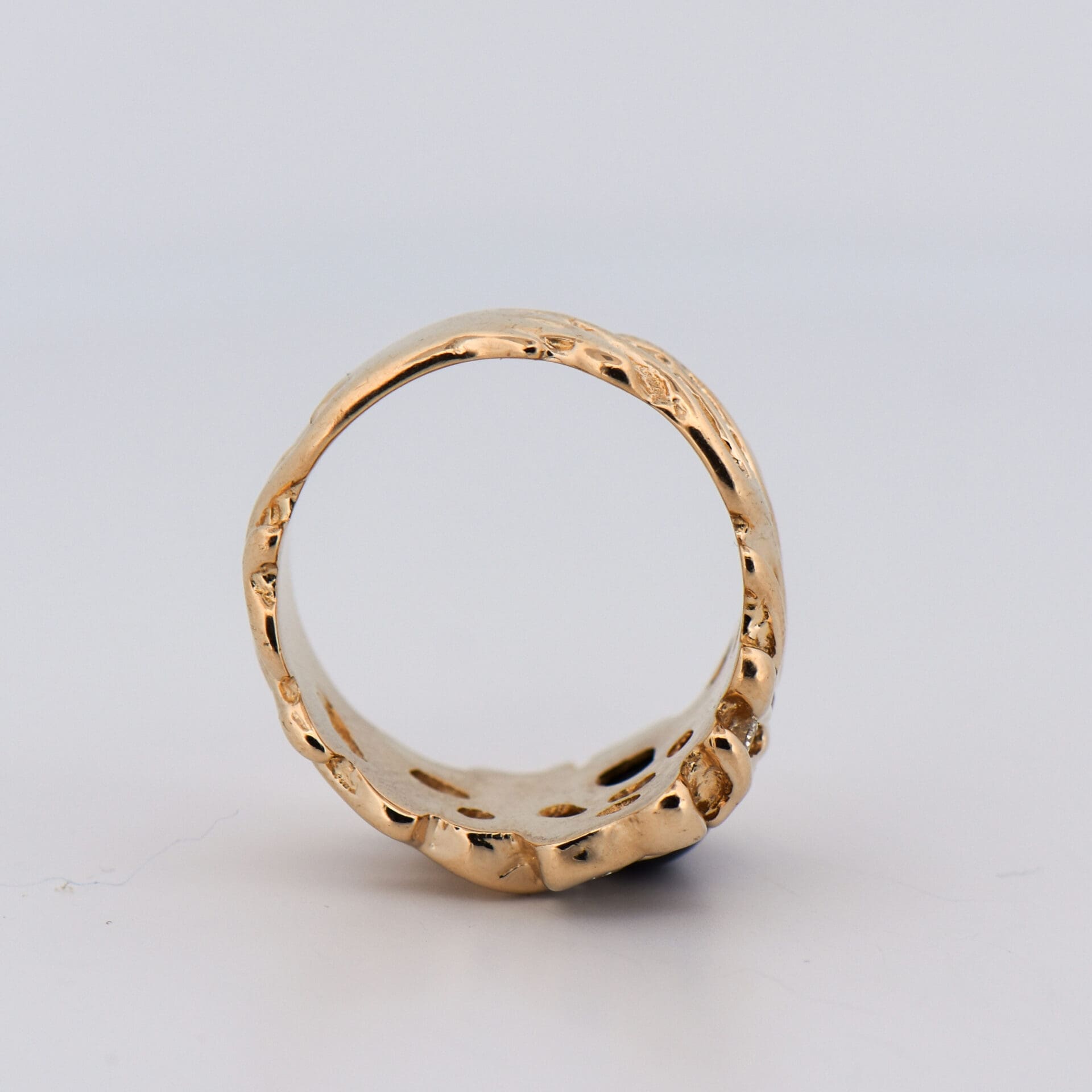 vintage freeform gents ring with black star sapphire and diamonds 2