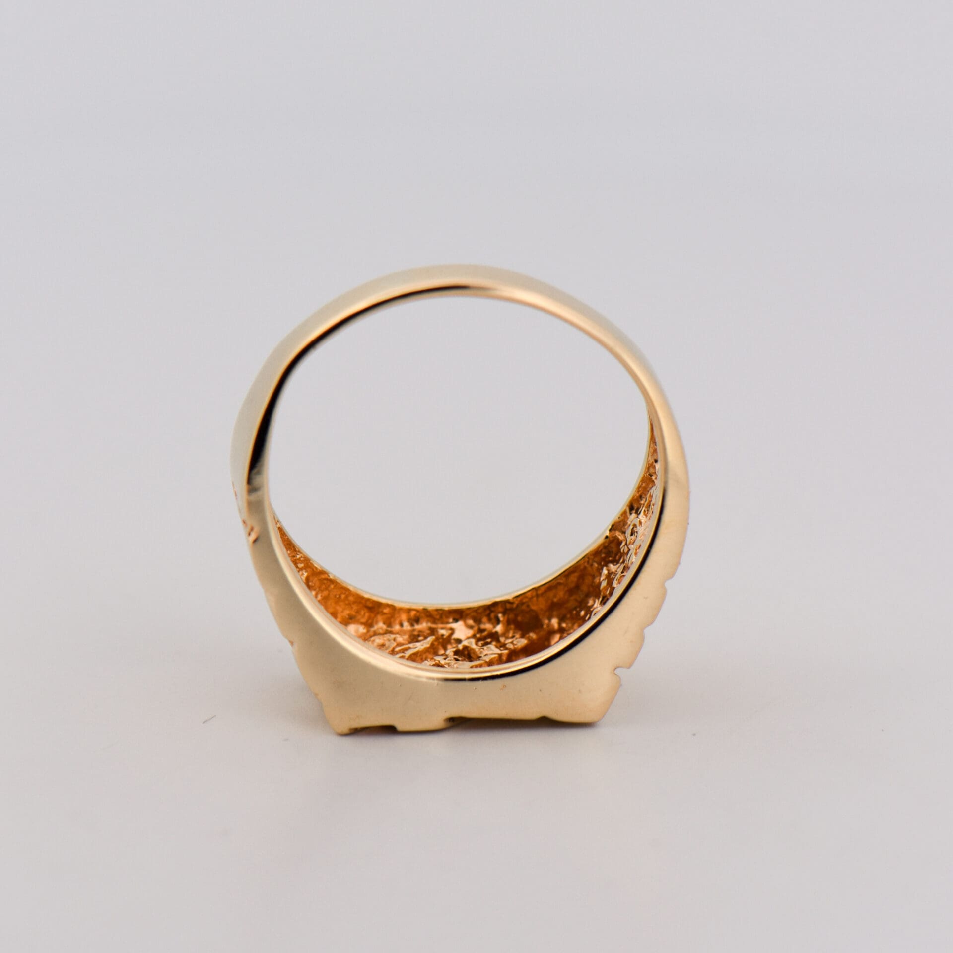 vintage gold nugget style gents ring with diamond accents 2