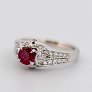vintage style top quality burma ruby and diamond ring
