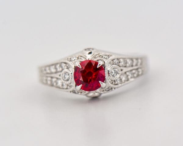 vintage style top quality burma ruby and diamond ring 4