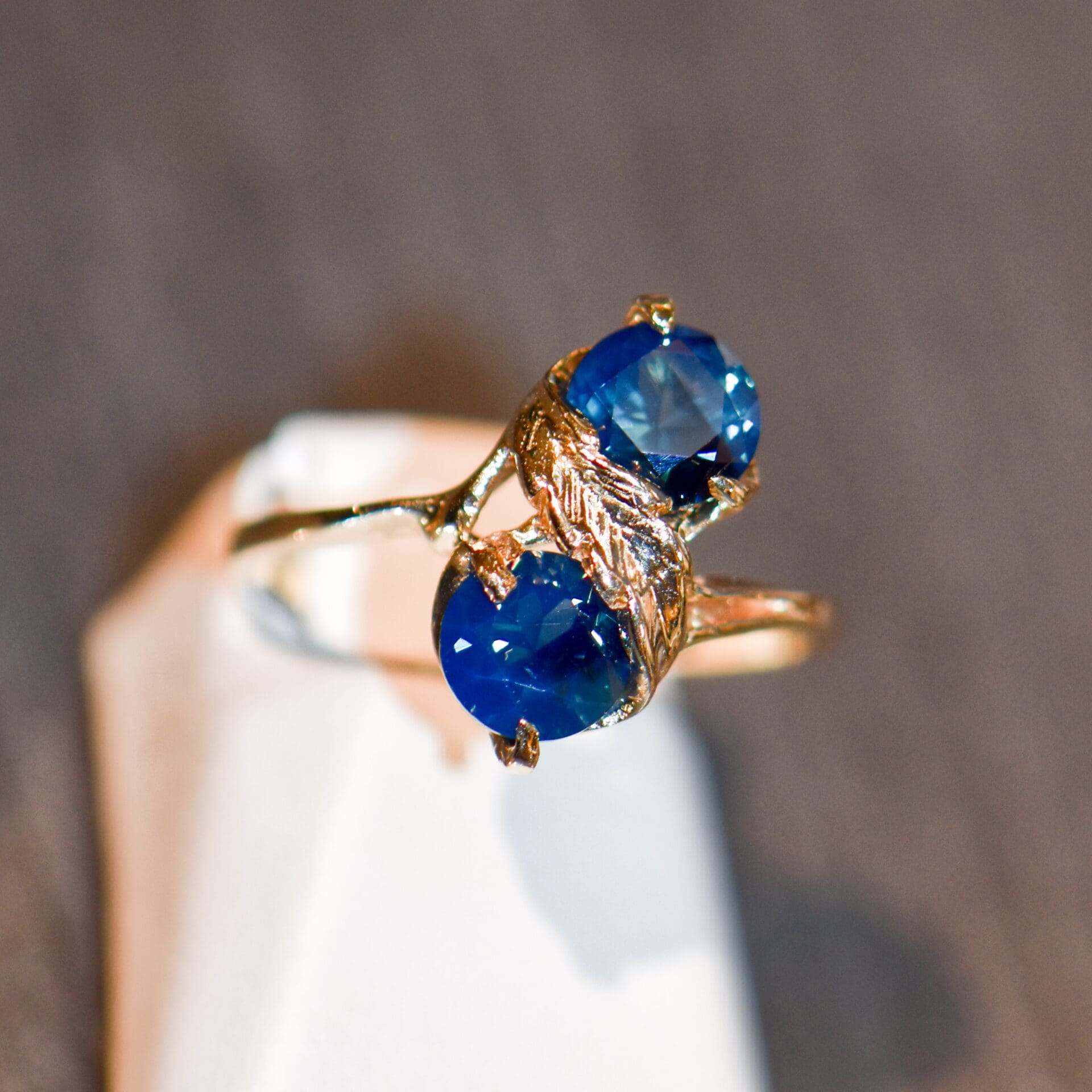 vintage teal blue australian sapphire two stone ring 4