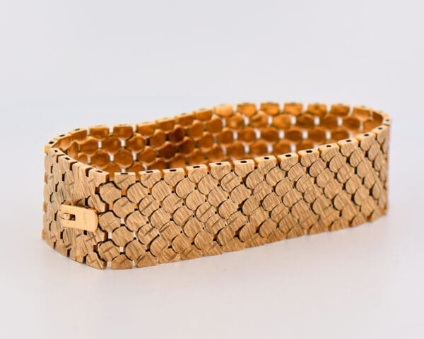 vintage wide yellow gold bracelet british 9k 2 Copy