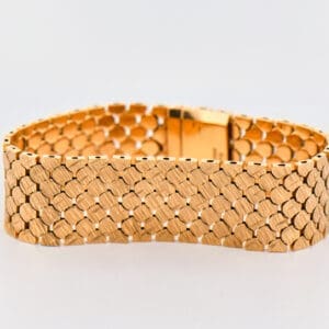 vintage wide yellow gold bracelet british 9k