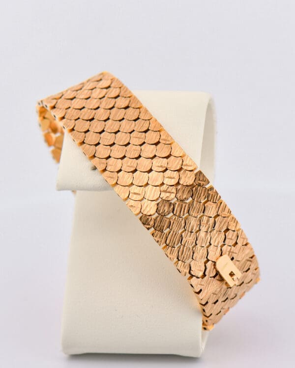 vintage wide yellow gold bracelet british 9k 4 Copy