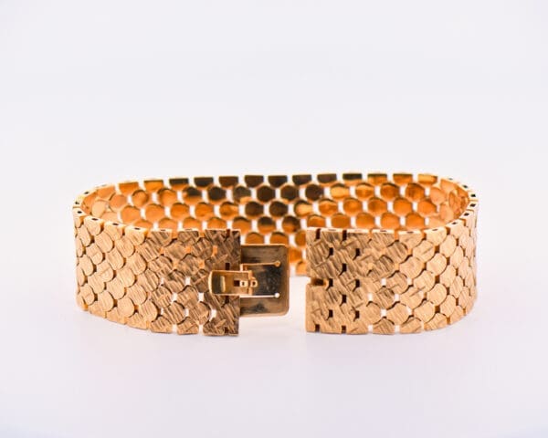 vintage wide yellow gold bracelet british 9k 5 Copy