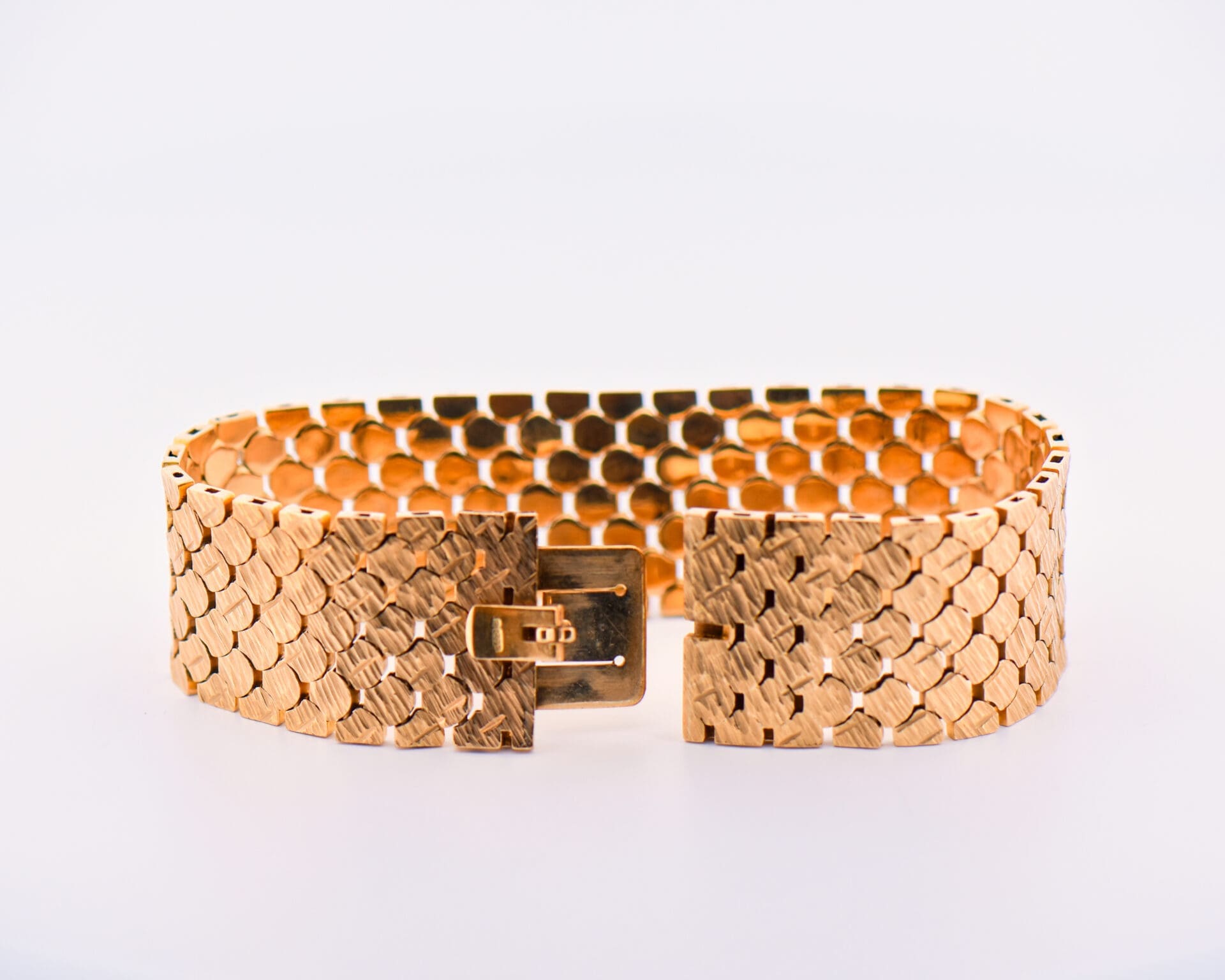 vintage wide yellow gold bracelet british 9k 5 Copy