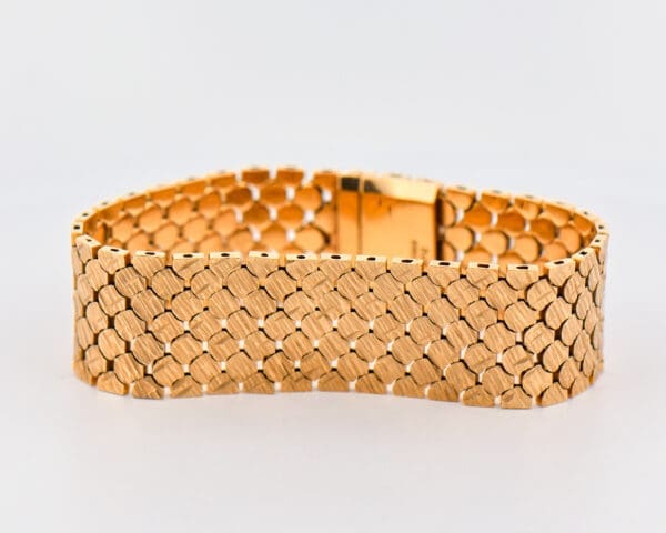 vintage wide yellow gold bracelet british 9k