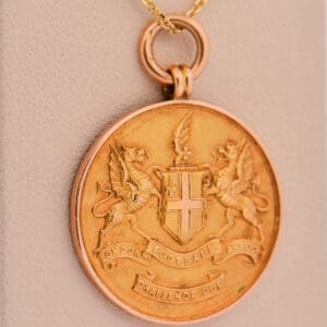 british antique 15k gold london football association soccer medalion