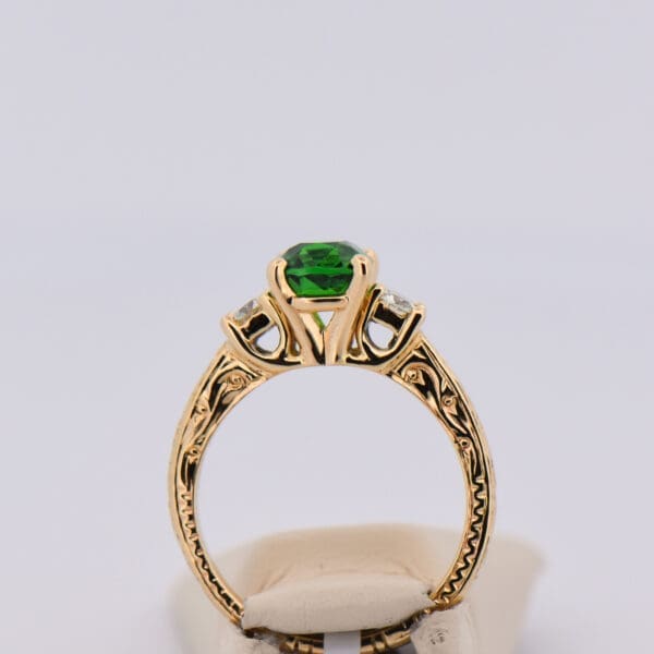 large natural 2ct tsavorite garnet 3 stone engagement ring 2