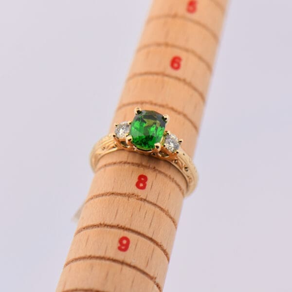 large natural 2ct tsavorite garnet 3 stone engagement ring 4