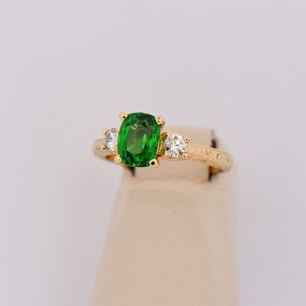 large natural 2ct tsavorite garnet 3 stone engagement ring 5