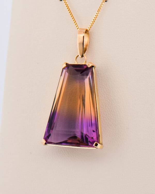 trapezoidal bolivian ametrine pendant in yellow gold 3