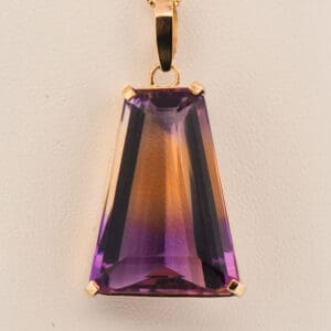 trapezoidal bolivian ametrine pendant in yellow gold