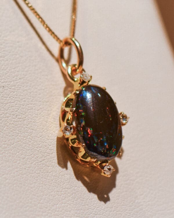 victorian 15k british pendant with boulder opal and rose cut diamonds 5