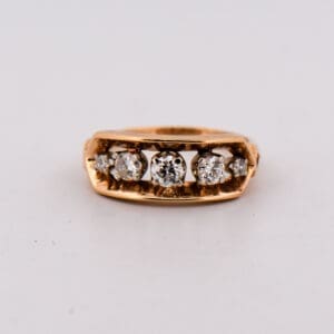 vintage gold and diamond 5 stone ring