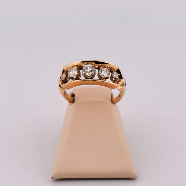 vintage gold and diamond 5 stone ring 4