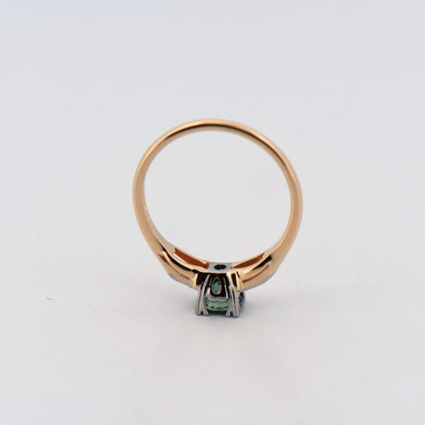 vintage green montana sapphire and diamond three stone ring 2