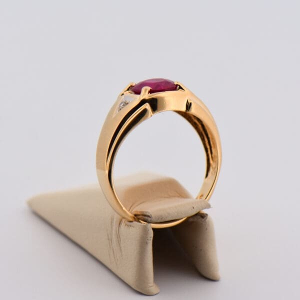 vintage mens ring with large natural ruby and diamonds 4